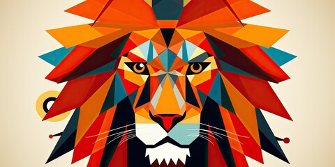 lion drawing an illustration of a lion drawing in a stylized and geometric style simplified shapes and bold lines Generative AI Digital Illustration Part#060723