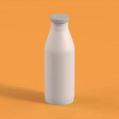 Monochrome Bottle on Orange Background, 3d Rendering