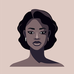 African American woman portrait. Flat design avatar