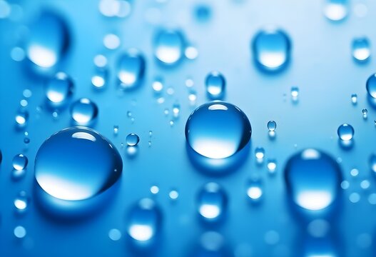Liquid Drops on Blue Background - Macro Wallpaper