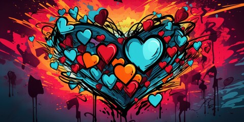 heart shape  comic-style drawing of a heart clipart bold outlines and vibrant colors  Generative AI Digital Illustration Part#060723