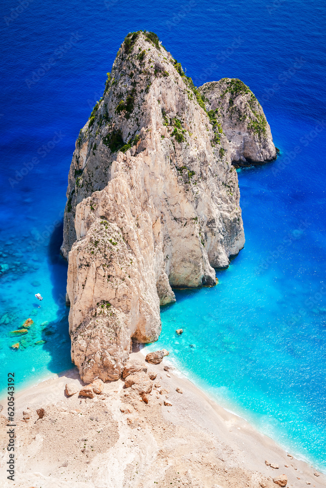 Wall mural Zakynthos, Greece. Aerial view Myzithres viewpoint, Keri, Greek Islands and Ionian Sea.