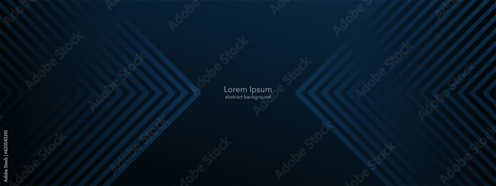 Poster abstract blue glowing geometric lines on dark blue background. modern diagonal background of rounded