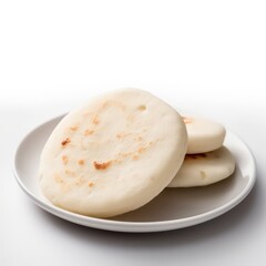 hight quality photo of mexican arepas on white plate on white background