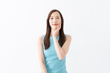 Fototapeta premium 肌に触れる日本人女性