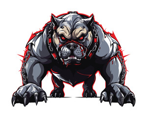 Bulldog mascot cartoon character with a nose full of spikes vector illustration