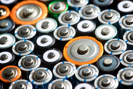 Close-up of a set of AA batteries