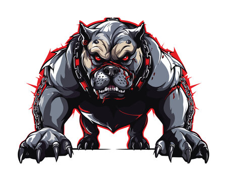 Bulldog mascot cartoon character with a nose full of spikes vector illustration