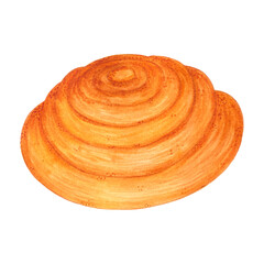 Hand drawn watercolor bread pastry. Isolated on white background. Can be used for Scrapbook design, cards, label, banner and any printed products.