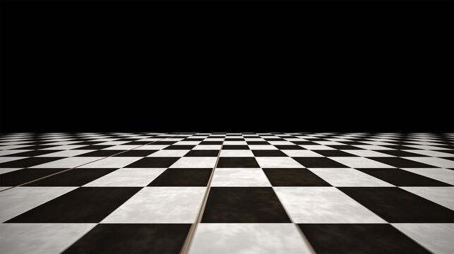 background floor pattern in perspective with a chess board design, generative ai