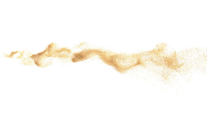 3D rendering of scattered sand granules or fine dirt on transparent background