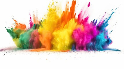 colorful powder explosion isolated on white background
