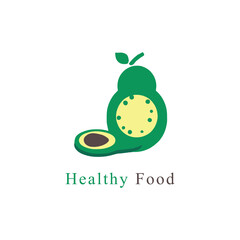 Food and drink hand drawn flat healthy food logo Free Vector
