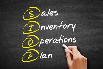 SIOP - Sales Inventory Operations Plan, acronym business concept on blackboard