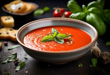 Delicious Tomato Soup with Basil Gazpacho