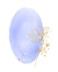 Watercolor floral wreath bouquet label badge