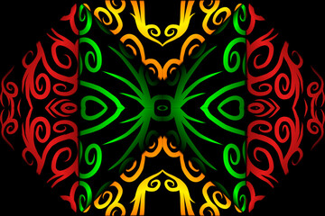 Symmetrical batik ethnic dayak ornament line art pattern for background wallpaper textile or fashion 