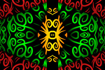Symmetrical batik ethnic dayak ornament line art pattern for background wallpaper textile or fashion 