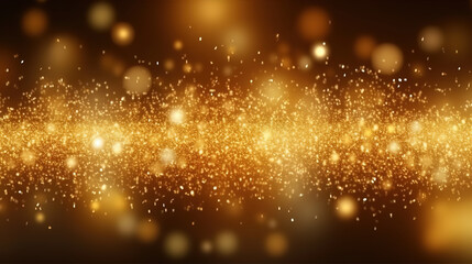 Fototapeta na wymiar Abstract golden glittering background with blur dots. Generative Ai