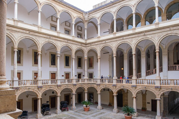 Interior court of the Palazzo dei Normanni in Palermo, Italy