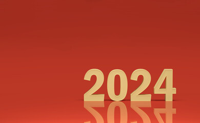 New Year 2024 Creative Design Concept - 3D Rendered Image	
