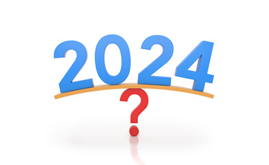 New Year 2024 Creative Design Concept with Seesaw - 3D Rendered Image	
