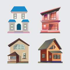 cartoon houses set Simple houses Concept of real estate  property and ownership