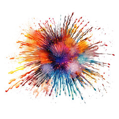 Abstract colorful explosion on transparent background. Generative AI