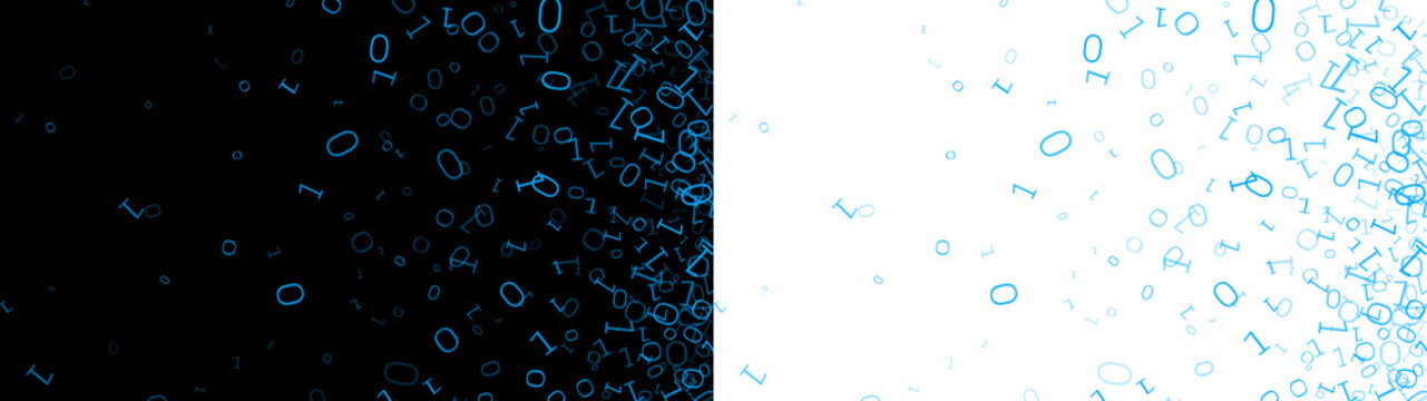 Binary bit 0 1 sparkle blue glow futuristic design transparent background