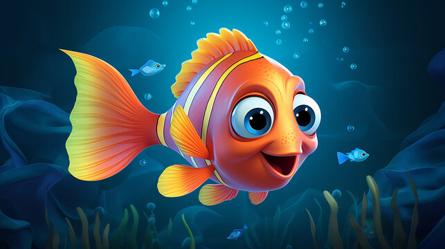 Beautiful Cute Sea Creatures Cartoonish, Generative Ai