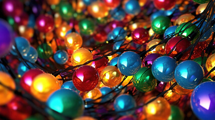 colorful christmas lights, Bright color. Generative Ai