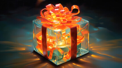 christmas gift box with decoration. Generative Ai