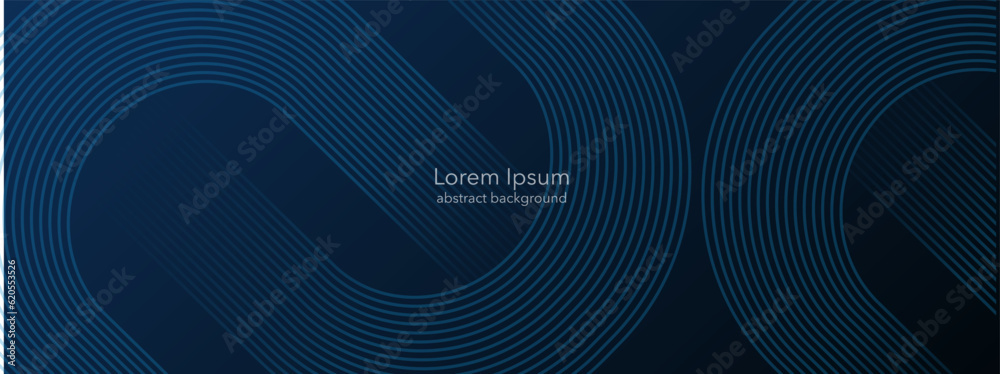 Poster abstract blue glowing geometric lines on dark blue background. modern diagonal background of rounded