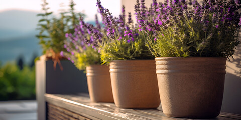 Elegant Floral Arrangement: Lavender in Flower Pot