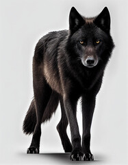 Black Wolf, isolated background. Generative AI