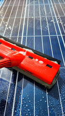 Cleaning dirty solar panels. Maintenance