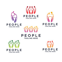 Abstract logo and family design combination, colorful logo with people