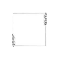 square line art floral frame