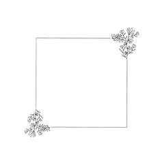 square line art floral frame