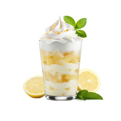 Lemon pie with meringue isolated on transparent background