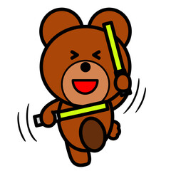 ペンライトを振るクマ　イラスト