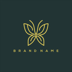 line art butterfly leaf logo vector
