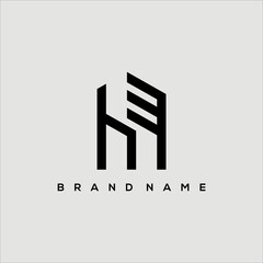 initial H and building logo vector