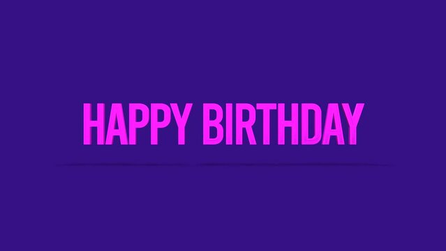 Rolling Happy Birthday text on purple gradient, motion modern, elegance and promo holidays style background