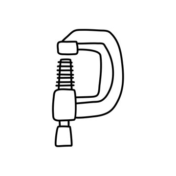 recommend clip art: Clamp tool icon. Vector illustration of a vise. Hand drawn building clamp