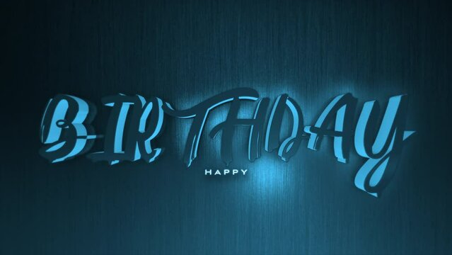Monochrome Happy Birthday on dark blue gradient, motion modern, elegance and promo holidays style background