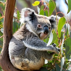 Obraz premium koala in Eucalyptus tree ,generative AI
