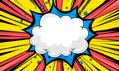 Comic pop art zoom background with cloud