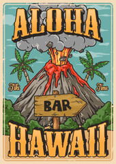 Aloha Hawaii bar colorful poster