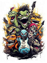 Monsters rock and roll. T-shirt design project